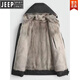 JEEP SPIRIT海宁男士派克服水貂皮草衣中长款尼克服貂皮内胆大衣连帽外套 卡其内胆连帽款 4XL 150-170斤
