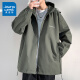 真维斯（Jeanswest）冲锋外套男春秋季山系户外机能风痞帅宽松工装春款连帽夹克男潮 727黑色 XL