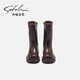 Shachi Shachi Children's Shoes Girls' Boots 2023 Autumn Fashion High Tube Fashion Martin Boots Girls' Boots Children's Boots Brown 31 Inner Length About 19.9CM