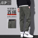 吉普（JEEP）2023年新款秋冬季加绒裤子男士加厚束脚工装潮流松紧腰休闲牛仔裤 9859黑色加绒 XL 【130-150斤】