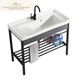Dujiaxing balcony washing sink ceramic washing basin stainless steel bracket washing basin washing basin washing basin with washboard balcony ultra-deep washing tank 1048 single basin with drainage