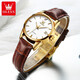 Olevs Swiss Certified Brand Watch Women's Mechanical Watch Полностью автоматические простые темпераментные женские часы высококачественные модные часы Olevs-6629 коричневые кожаные белые лица Женщины
