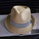 
Tochino high-end Rafi hat men's adult summer sun hat beach hat women's sun protection short edge vacation jazz hat grey stripe belt regular code M55-57.5CM