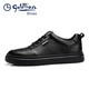 Goldlion men's shoes round-toe men's sneakers simple black cowhide business casual leather shoes for men black 40
