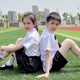 G.DuckKids pour enfants Vêtements JK Style Collège Suit en maternelle Summer Summer Shirt School Uniform 1er juin École primaire Graduation Performance Performance Costume Men's Style [6621] 160 tailles 13 ~ 14 ans [150-160cm] CM