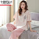 
Modal pure cotton pajamas for women in summer short-sleeved cropped pants suit loose spring and summer can wear home clothes outside. Short-sleeved cropped pants 683 XL Recommended 115-125Jin [Jin equals 0.5 kg]