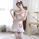
Women's suit tempting uniform sexy pajamas SM role-playing performance clothing combination open-end transparent lace pink short-sleeved soil protection suit 7027