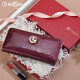 Goldlion handbag women's long wallet fashion glossy leather wallet multi-functional women's zipper cowhide clutch mother bag [purple] exquisite gift box