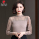 Pierre cardin spring and autumn clothing 2025 new half-turtleneck lace base shirt for women with modal long-sleeved T-shirt top 7027 black polka dot polygon collar One size (90Jin[Jin equals 0.5 kg]-135Jin[Jin equals 0.5 kg])