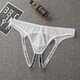 Erotic underwear elastic hip lift double thong men's U-convex transparent butt exposed mesh low waist trendy white one size