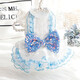 Vierbeiner Blumenhuf, schwere Arbeit handgefertigte Katzenprinzessin Rock Hunde Kleidung Frühlings- und Herbstkleidung, Laufstegpartykleid Welpenkleidung, Haute Couture Lace Blues XL-About 9-10jin [Jin gleich 0,5 kg]