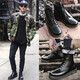 
Leaping foot [cowhide] Martin boots men's genuine leather high-top British style autumn and winter men's work clothes men's boots breathable mid-top leather shoes black [high-top single shoes] 42
