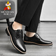 Scarecrow leather shoes men's business casual shoes men's formal shoes derby shoes British comfortable versatile wear-resistant flat bottom D16205 black 42