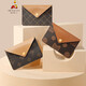 Scarecrow ultra-thin small card bag for women new cute bus card holder business card holder multi-function card bag buckle bank card holder dark brown A ME pattern (recommended to put less than 5 pieces)