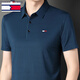 Tommy Hekelly Official Store American Tommy Men's Summer Mulberry Silk Short-Sleeve T-Shirt Men's High-end Middle-aged Lapel Polo Clothes Brand Flagship Quality Blue Brand Flagship Quality 17088 Recommended 115135Jin [Jin equals 0.5 kg]