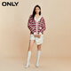 ONLY气质百搭千鸟格宽松V领开衫针织衫女|12343B004 H71 红色千鸟格 M 165/84A