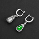 Purple glass Yang Mi's same style S925 silver inlaid with imperial green A-grade jade gourd ice earrings earrings Chinese Valentine's Day gift Imperial green jade gourd earrings