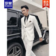 ROMON Host Clothing Men's White Suit Slim Dress Wedding Singer Performance Suit Youth Studio Suit White L Two-piece Set