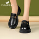 Fuguiniao Spring and Automne en cuir chaussures Femme Chaussures célibataires en cuir Chauffes de mode pour femmes Style littéraire épaisse semelle confortable Bouche profonde Travail de banlieus