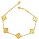 Miyan four-leaf clover k gold-wrapped silver bracelet new gold women's model 999 clover hand ornament gold simple bracelet for girlfriend ((adjustable)