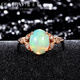 Ouchini Jewelry 2 carat Australian Opal Ring 18K Rose Gold Diamond Colored Gemstone Ring Ring 18K Rose Gold 15# Ready Stock
