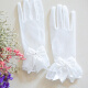 Yingyuanfang Wedding Gloves Bride's Fingerless Long Gloves Lace Gauze Bow Wedding Gloves Women's Red Bow E Style One Size