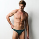 Mengbang mercerized seamless ice silk couple underwear men's triangle women's thong sexy temptation one-piece underwear men's pine green L (165/95)