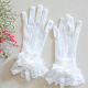 Yingyuanfang Wedding Gloves Bride's Fingerless Long Gloves Lace Gauze Bow Wedding Gloves Women's Red Bow E Style One Size