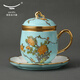 National porcelain Yongfengyuan auratic lady porcelain ceramic tea cup coffee cup water cup with cover filter tea office meeting cup tile cup