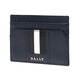 BALLY's new product men's leather card holder card holder bag THAR LT 17 dark blue black and white stripes