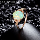 Ouchini Jewelry 2 carat Australian Opal Ring 18K Rose Gold Diamond Colored Gemstone Ring Ring 18K Rose Gold 15# Ready Stock