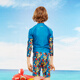 ZOKE children's swimsuit boys one-piece boxer pants medium-sized children's sun protection baby long sleeve split boys swimsuit LL55O3520 size 8