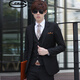 OMAX suit men's suit Korean style slim three-piece suit business casual professional formal suit groom and best man wedding dress black two-button top + trousers + vest 160/S (100 Jin Jin is equal to about 0.5 kg)