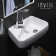 Inviil Mini Wash -Becken kleine Wohnung Badezimmer Hanges Becken Balkon Waschbeckenschale einfache Wand Hanging Eckbecken SJ Hanges Becken 3527 Loch links + Wasserhahn + Voller Zubehör