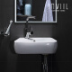 Inviil Mini Wash -Becken kleine Wohnung Badezimmer Hanges Becken Balkon Waschbeckenschale einfache Wand Hanging Eckbecken SJ Hanges Becken 3527 Loch links + Wasserhahn + Voller Zubehör