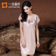 One-meter painted yarn imitation silk pajamas for women summer ice silk nightgown women's short-sleeved sexy one-piece home wear champagne one-size-fits-all