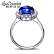 Lescreation Princess Diana natural tanzanite diamond ring white 18K gold inlaid blue sapphire ring 1.2 carat 4A tanzanite ring