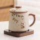 Jinpan Ru Kiln Ceramic Tea Cup Personal High-end Tea Separator Cup with Cover and Handle Teapot Office Home Ru Kiln Tea Cup + Walnut Coaster