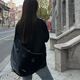 TERRAINCOGNITA [Eclipse Shelter] Theme printed metal texture streamer PU leather two-back commuter crossbody bag black