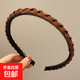Hair Pressing Headband Women's Face Wash Headband Women's High-end Versatile Outing Broken Hair Clip Hair Bundle Headband Dark Brown Braids