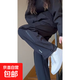 Jacket pants men's trendy brand spring and autumn 2025 new windproof loose straight sports workwear casual large size long pants black XL 120-140Jin Jin equals 0.5 kg