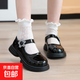 Girls' black leather shoes spring and summer new children's shoes big children soft sole girls princess performance college style black size 35 inner length 21.5cm