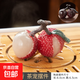 Dehua Ceramics Color-changing tea pet, inspiring and moving forward. Two small ornaments for Zen tea ceremony. Modern light luxury and high-end. Color-changing fruit ornaments. Tea pet. Two inspiring and moving forward.
