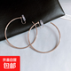 Non-pierced earrings round plain hoop earrings niche cold style earrings fashionable temperament earrings light luxury high-end female earrings - silver - diameter 55mm