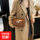 包包女式2025新款斜挎包小众设计高级感时尚爆款单肩蝴蝶结小方包 棕色