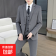 Suit suit men's business casual formal three-piece slim suit jacket men's wedding groom's best man's dress medium gray top + trousers + vest XL recommended 120-135Jin Jin equals 0.5 kg