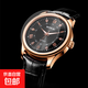 Popular business men's watch Roman scale black belt gold case black face simple and versatile fashion gold case black face black belt