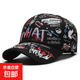 Korean style fashion graffiti hipster hat baseball cap for men and women personalized printed hip hop cap European and American sun visor black red adjustable