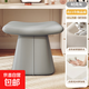 2025 New Dressing Stool Master Bedroom Dressing Table Makeup Stool Leather Chair Light Luxury High-end Saddle Stool Upholstered Stool High Resilience Sponge Gray 48*33*45CM