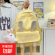 Forest style cute girl high school junior high school student rabbit ears backpack large capacity simple travel girl 8779 yellow + pendant